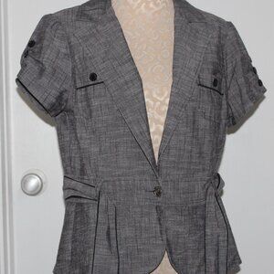 Blazer short sleeve gray belted size Small
